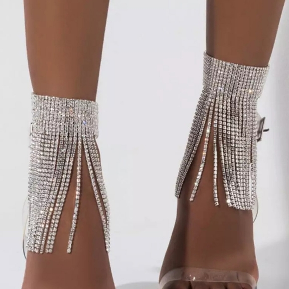 🎀2 Luxury Rhinestone Frindge Tassel Anklets - Picture 7 of 7